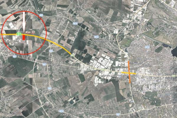Teren 10,1 Ha cu deschidere 218 ml la A1 - km 22