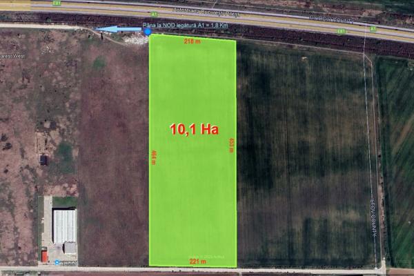Teren 10,1 Ha cu deschidere 218 ml la A1 - km 22