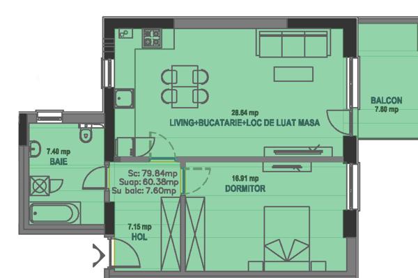 Straulesti metrou prima inchiriere 2 camere lux bloc 2026 loc parcare subteran inclus