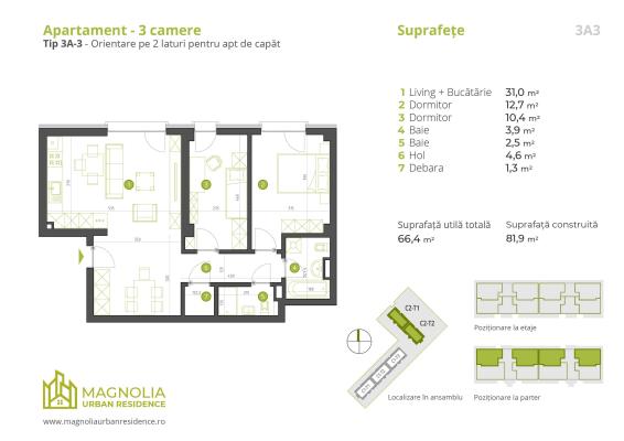 04C 3 camere -Climatizare Bonus- Metrou Straulesti Sisesti, Sector 1, Nord