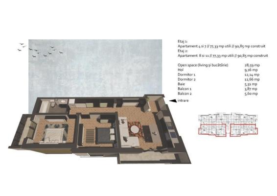 Apartament 3 camere Tăuții Măgherăuș