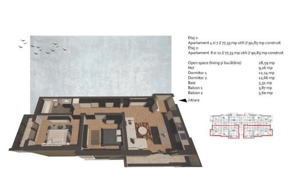 Apartament 3 camere Tăuții Măgherăuș