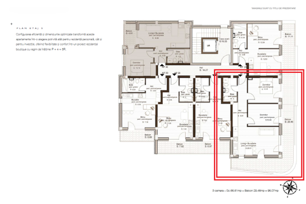 Apartament 3 camere, bloc nou - str. Mihai Eminescu
