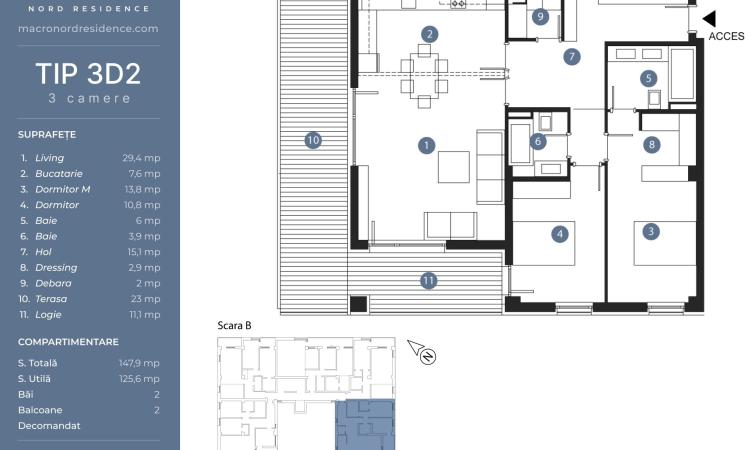 3 camere LUX - imobil 2024 - Bucurestii Noi - Straulesti - Sisesti