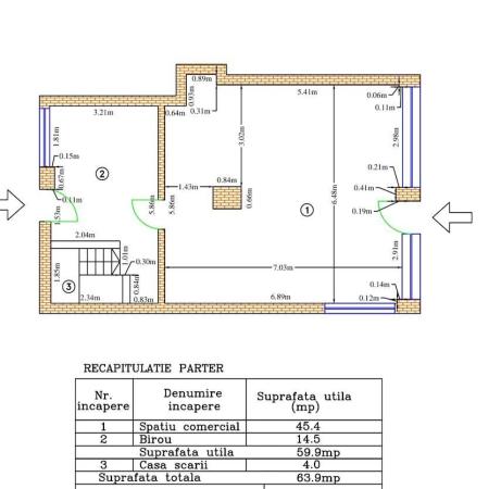 stradal cu vitrine stradale- spatiu comercial de inchiriat 64 mp utili, plus subsol 64 mp utili- Floreasca