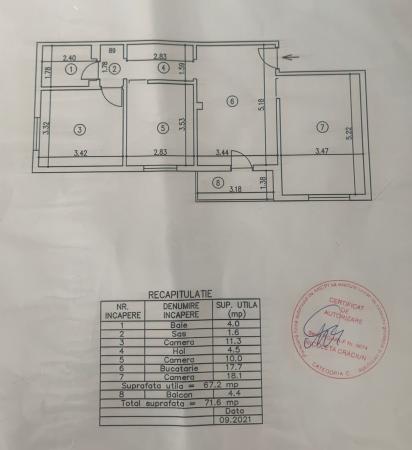 3 camere - 67mp - utilat si mobilat - Dorobanti