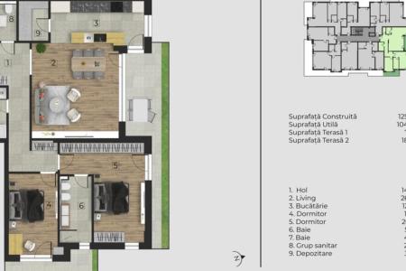 3 camere cu terasa 20 mp - zona Stejarii