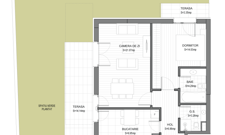 2 camere, 2 bai + gradina 67 mp, Padurea Baneasa-comision 0%