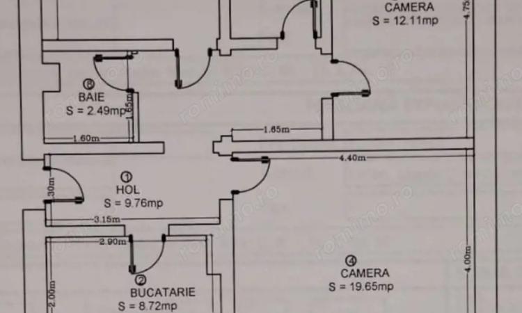 3 camere, doua balcoane, etaj 3, Sagului