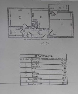 Apartament de vânzare - 2 camere, 60 mp - în apropiere de Kaufland Barbu Văcărescu