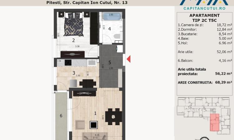 Apartament 2 camere, Finisaje Premium, Central, Pitesi Nord