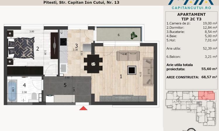 Apartament finisaje premium | 2 camere | Pitesti Nord | Central | Langa padure