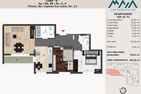 Apartament 3 camere, Finisaje Premium, Pitesti Nord, Langa Padure