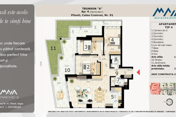 4 Camere de Lux | Pitesti | Ultracentral | Incalzire in pardoseala