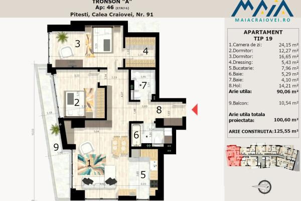 3 Camere Finisaje Premium | Incalzire in pardoseala | Pitesti | Ultracentral