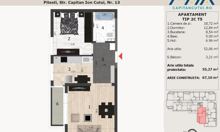 Apartament 52mp utili | Finisaje Premium | Langa padure - Pitesti, Negru Voda