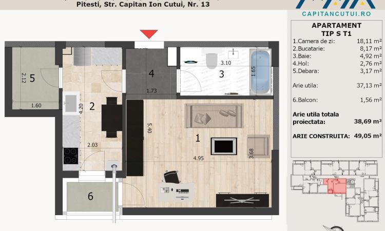 Studio | Negru Voda | Central | Finisaje premium | Langa Padure