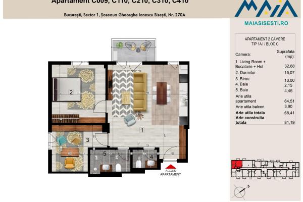 2 CAMERE | SISESTI | METROU STRAULESTI | FINISAJE PREMIUM