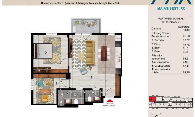 2 CAMERE | SISESTI | METROU STRAULESTI | FINISAJE PREMIUM