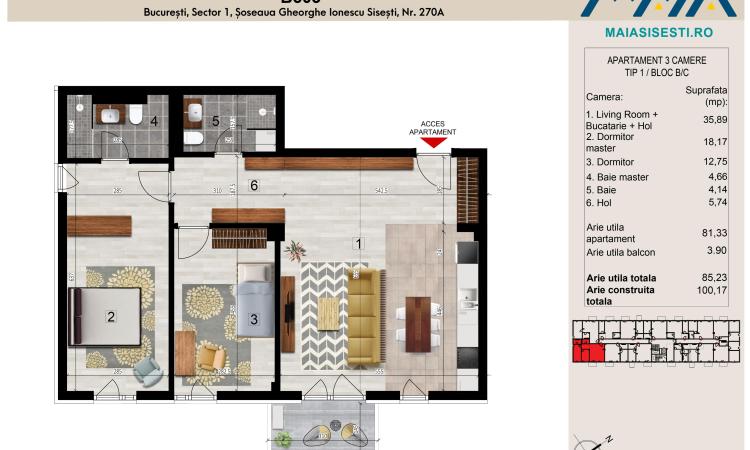 3 CAMERE | FINISAJE PREMIUM | SISESTI | SECTOR 1 | LANGA METROU