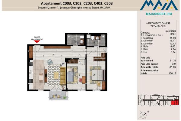 3 CAMERE | FINISAJE PREMIUM | SISESTI | LANGA METROU STRAULESTI