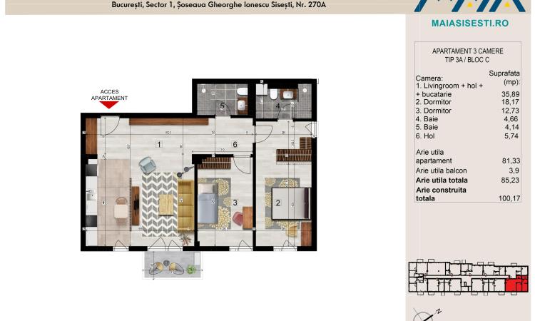 3 CAMERE | FINISAJE PREMIUM | SISESTI | LANGA METROU STRAULESTI