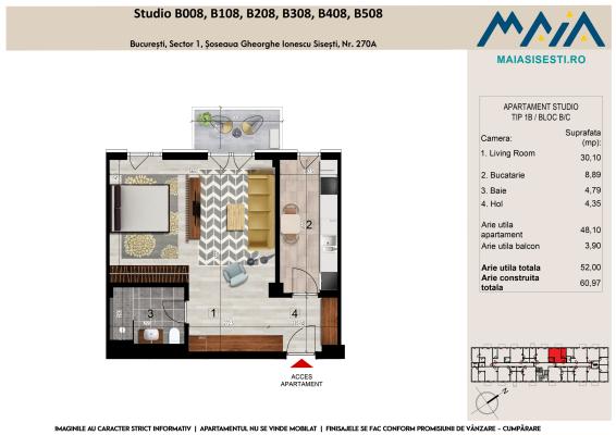 STUDIO | SISESTI | MAIA | LANGA METROU STRAULESTI | FINISAJE PREMIUM
