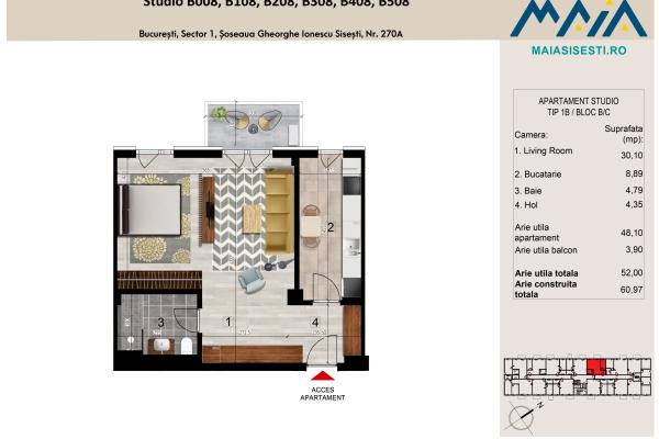 STUDIO | SISESTI | MAIA | LANGA METROU STRAULESTI | FINISAJE PREMIUM