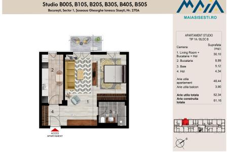 STUDIO | FINISAJE PREMIUM | SISESTI | SECTOR 1 | LANGA METROU | MAIA