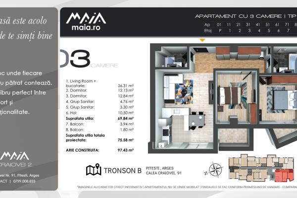 3 Camere Spatioase | Maia Craiovei | Central