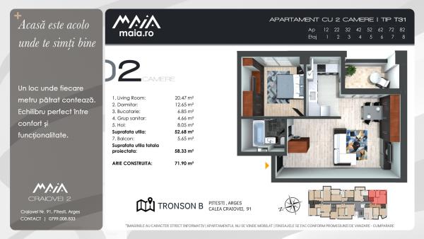 A2 Camere | Pitesti Ultracentral | Finisaje Premium | Comision Zero