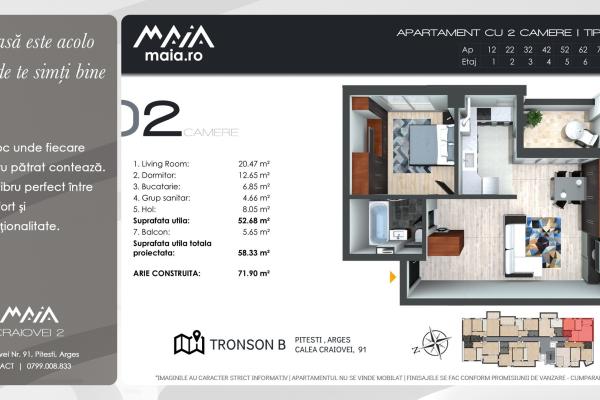 A2 Camere | Pitesti Ultracentral | Finisaje Premium | Comision Zero