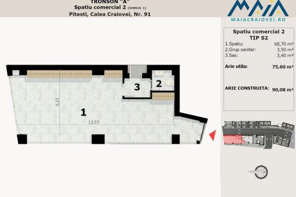 Spatiu Comercial de vanzare | Pitesti, Central | Birouri | Cabinet Medical | Showroom