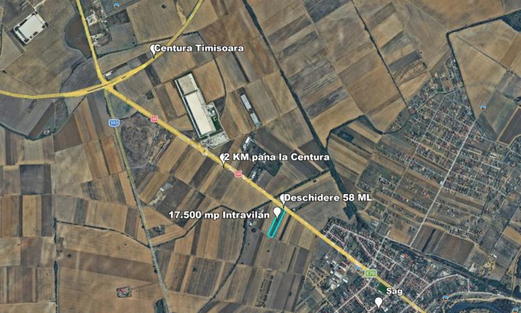 Teren Intravilan, 17500 mp, Timis, DN59 (E79), Acces din asfalt, 58 ml