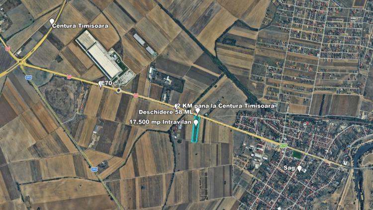 Teren Intravilan, 17500 mp, Timis, DN59 (E79), Acces din asfalt, 58 ml