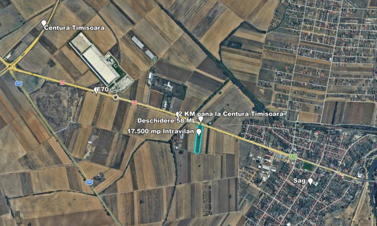 Teren Intravilan, 17500 mp, Timis, DN59 (E79), Acces din asfalt, 58 ml