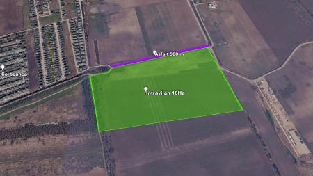 Teren intravilan 16 ha, vecinatate DR4, acces dublu la asfalt