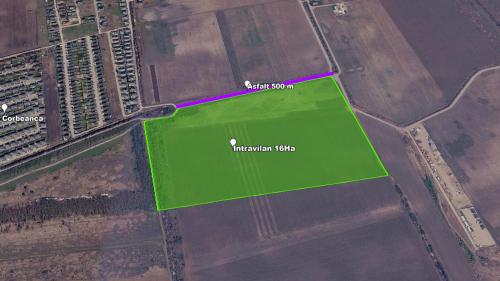 Teren intravilan 16 ha, vecinatate DR4, acces dublu la asfalt